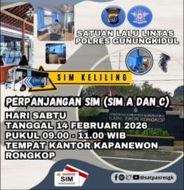 INFO PERPANJANGAN SIM, SABTU 14 FEBRUARI DI KAPANEWON RONGKOP.